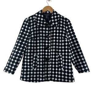 Scott Taylor Petite Womens Polka Dot Jacket Black White Button Front Size PM